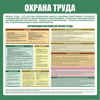 С06 Стенд организация обучения по охране труда (1000х1000 мм, пластик ПВХ 3 мм, алюминиевый багет золотого цвета) - Стенды - Стенды по охране труда - Магазин охраны труда ohranatruda-shop.ru